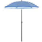 Parasol Stick, 160 cm de diamètre, parasol de jardin rond / octogonal en polyester, inclinable, avec sac de transport - Rayé bleu