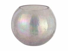 Paris prix - photophore en verre "boule craquelée" 20cm mauve