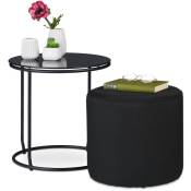 Relaxdays - Table d'appoint avec tabouret, table basse