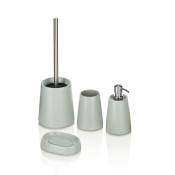Set d'accessoires de salle de bain 4 pièces en céramique grise