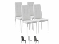 Set de 4 chaises salon chelsea tapissées blanc,42