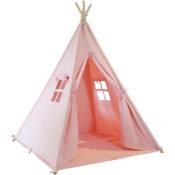 SUNNY Alba Tente Tipi pour Enfants en Rose Tente de Jeu avec Tapis pour l'intérieur / chambre 120x120 cm