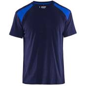 T-shirt Blaklader bicolore Marine Epaules Bleu Roi
