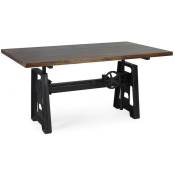 Table à Manger Bois Metal Marron 160x90x77cm - Bois-Métal - Marron