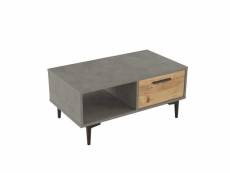 Table basse meraviglia 90x51cm bois clair et gris effet béton