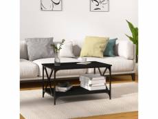 Table basse table d'appoint pour salon chambre - noir 80x50x45 cm bois d'ingénierie et fer meuble pro frco39053
