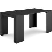 Table console extensible, Console meuble, 160, Pour 8 personnes, Table à Manger, Style moderne, Noir - Skraut Home