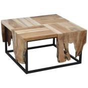 Table d'appoint Teck 65x65x35 cm Ambiance Brun