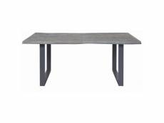 Table de repas niven gris - plateau acacia massif pieds metal 200 x 100