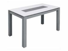 Table extensible bois laqué blanc et gris plitou 10131GB