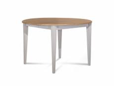 Table ronde extensible bois d105 cm - 1 allonge - pieds