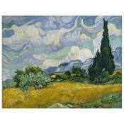 Tableau champ de blé avec cyprès Vincent Van Gogh cm 60x80cm