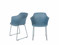 Tango - lot de 2 fauteuils de table en plastique et métal - couleur - bleu