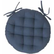 Toilinux - Lot 2x Galette de chaise ronde Alix - Diam. 38 x Epaisseur 7,5 cm - Bleu