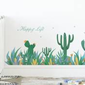 Un lot de Stickers Muraux cactus verts fleurs Autocollants