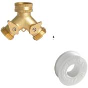Valve et joint d'étanchéité pour tuyau imperméable épais, ruban adhésif pour robinet, connecteur en Y, séparateur de tuyau d'arrosage en laiton (2