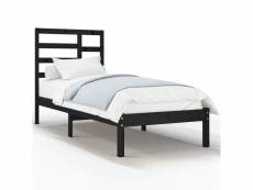 Vidaxl cadre de lit noir bois massif 90x190 cm simple