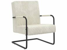 Vidaxl chaise cantilever blanc crème velours