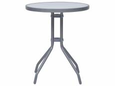 Vidaxl table de jardin gris clair 60 cm acier et verre