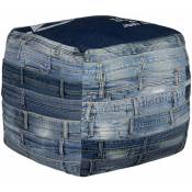Womo-design - Pouf Carré Bleu Pittsburgh 45 cm en Jeans Rembourrage en Flocons de Coton Tabouret de Salon Fait à la Main Siège Cube Coussin de Sol