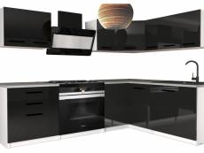 Arminal - cuisine complète l360 cm - cuisine d'angle 8 pcs - plan de travail inclus - noir