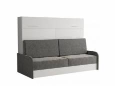 Armoire lit escamotable vertigo sofa blanc accoudoirs