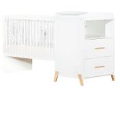 Baby Price - Lit Combiné Evolutif 120x60 en 90x190 en bois blanc