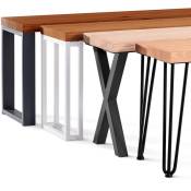 Banc de salle à manger 30x100x47 cm (l x l x h), pied en métal modèle Creative Acier brut / assise en bois couleur naturel, LSB-01-A-002-100-0000Cr