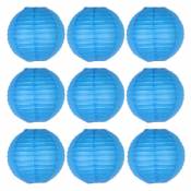 BETTE 20Pcs Lampions Colorés en Papier Blanc Bleu