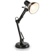 B.K.Licht lampe de bureau LED rétro, lampe de table LED, lampe de chevet métal avec articulation, lampe de lecture, éclairage LED halogène, E14, sans
