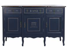 Buffet, meuble de rangement en bois de paulownia coloris bleu azul- longueur 120 x profondeur 48 x hauteur 90 cm