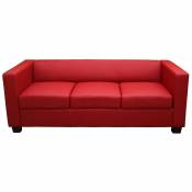 Canapé / sofa M65, 3 places, 191x75x70cm, simili-cuir, rouge