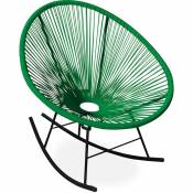 Chaise à bascule Acapulco - Pieds noirs - Nouvelle Édition Vert - Acier, Rotin synthétique - Vert