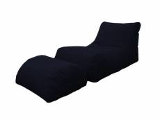 Chaise longue de salon moderne, made in italy, fauteuil avec repose-pieds en nylon, pouf rembourré pour chambre, 120x80h60 cm, couleur noir 8052773611