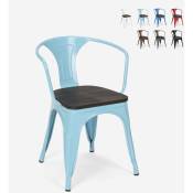 Chaises design industriel en bois et métal de style Lix cuisines de bar steel wood arm Couleur: Turquoise