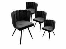 Charlotte - lot de 4 chaises velours noir