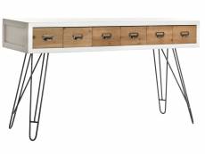 Console meuble console en bois de sapin coloris naturel/ blanc et métal noir - longueur 140 x profondeur 40 x hauteur 77 cm