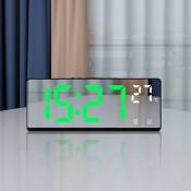 ContrôLe Vocal RéVeil TempéRature NuméRique Double Alarme Snooze Bureau Table Horloge Mode Nuit 12/24H (Orange)