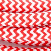 Cordon textile bicolore avec interrupteur 2m - Rouge/Blanc