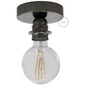 Creative Cables - Fermaluce Métal, avec support de lampe fileté E27, source lumineuse murale ou plafonnier en métal Sans ampoule - Perle noire - Sans