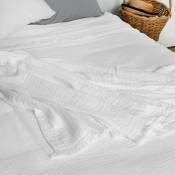 Dessus de lit en gaze de coton - Blanc - 230 x 250 cm