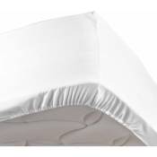 Drap housse blanc 180 x 200 cm en percale bonnet de 30 cm - Blanc