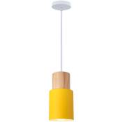 E27 lustre suspension fer forgé créatif réglable chambre salon macaron lampe suspension (jaune) - Jaune