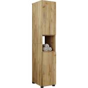 Ebuy24 - Flandu Armoire de toilette haute, 2 portes, imitation chêne miel.