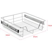 [en.casa] - Ensemble de 2 tiroirs télescopiques chromés pour le garde-manger différentes tailles Taille : 57x44x14 cm