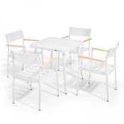 Ensemble table de jardin et 4 fauteuils en aluminium/bois