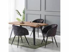 Eva - lot de 4 fauteuils chaises de salle à manger - finition tissu velours noir - pieds noir et dorés - style scandinave