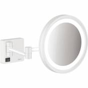 Hansgrohe - Miroir de rasage avec éclairage LED AddStoris, blanc mat