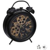 Horloge à poser en métal Noir aspect vintage déco