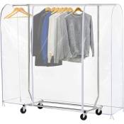 Housse de portant à vêtements, transparente anti-poussière avec fermetures éclair durables et protection imperméable (m : 150x50x152cm)
